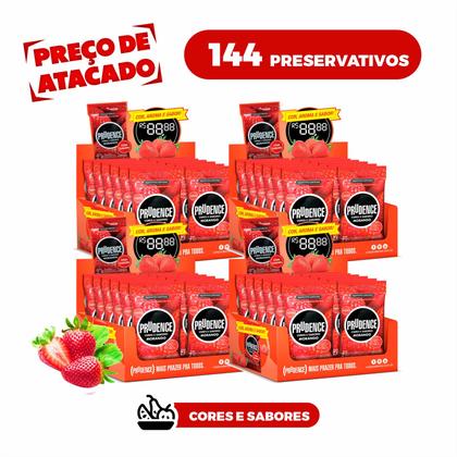 Imagem de 144 Preservativo Camisinha Prudence Sabor Morango Preço de Atacado