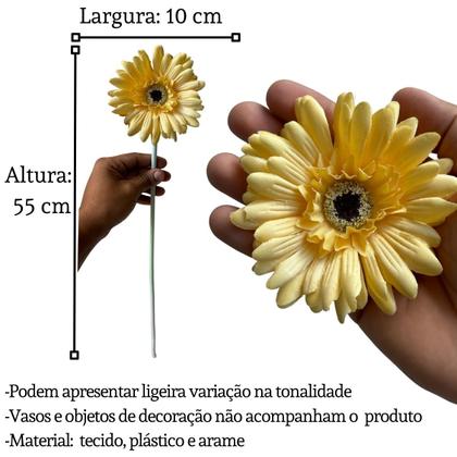 Imagem de 15 Hastes Florais de Gérbera Artificial com Haste Aveludada para Composição de Vasos e Arranjos - DE0825