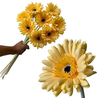 Imagem de 15 Hastes Florais de Gérbera Artificial com Haste Aveludada para Composição de Vasos e Arranjos - DE0825