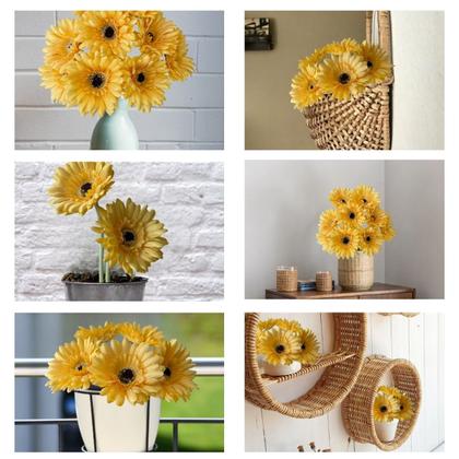 Imagem de 15 Hastes Florais de Gérbera Artificial com Haste Aveludada para Composição de Vasos e Arranjos - DE0825