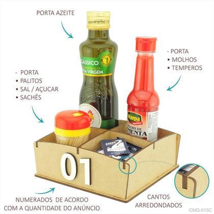 Imagem de 15 Suporte de Mesa Númerado Azeite Sal Temperos Palito Restaurante Crú