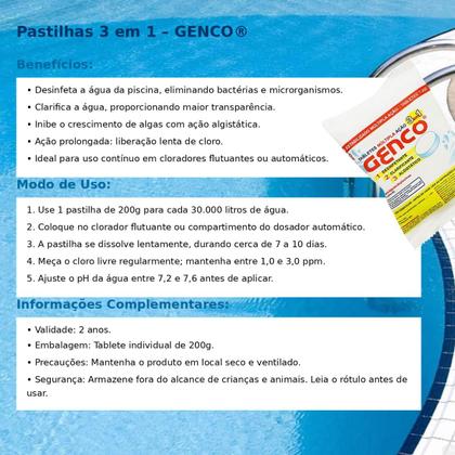 Imagem de 15Un Pastilhas Cloro Multiação 3 em 1 Genco
