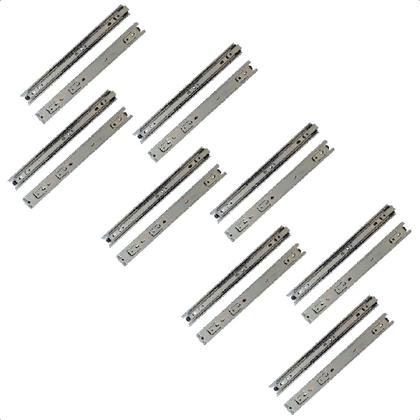 Imagem de 16 Corrediças Telescópicas 25cm Gaveta Trilho Zinca. 8Pares