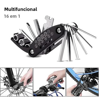 Imagem de 16 em 1 chave multiuso para a bicicleta e o mountain bike, soquete portátil, ferramentas do reparo