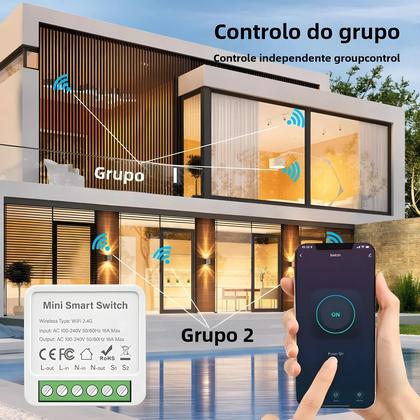 Imagem de 16A Wifi Mini Interruptor Inteligente DIY Interruptor De Luz Sem Fio Com Tuya Smart Life App Alexa