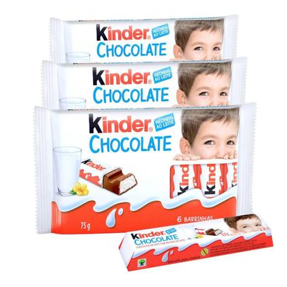 Imagem de 18 Chocolate, 3 Pacotes De 6 Barrinhas Kinder