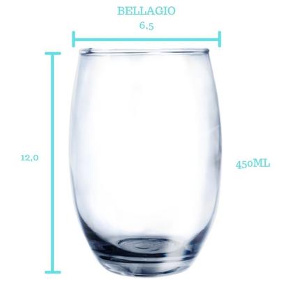 Imagem de 18 Copos de Vidro Bellagio Redondo 450ml Grande Mesa Transp
