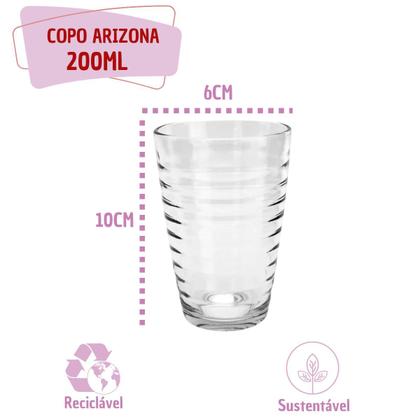 Imagem de 18 Copos de Vidro Transparente 200ML Arizona Luxo