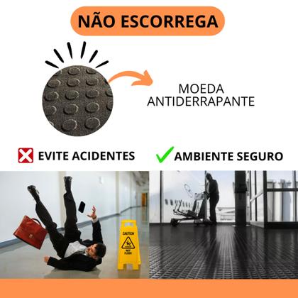 Imagem de 1m Piso Antiderrapante Moeda 3mm x 1mt Larg Preto Resistente