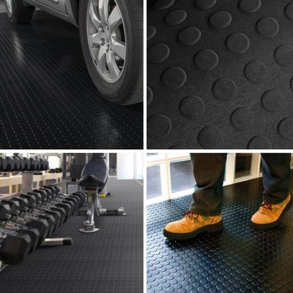 Imagem de 1m Piso Antiderrapante Moeda 3mm x 1mt Larg Preto Resistente