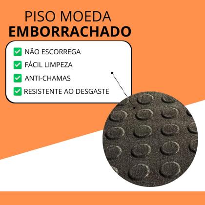 Imagem de 1m Piso Antiderrapante Moeda 3mm x 1mt Larg Preto Resistente