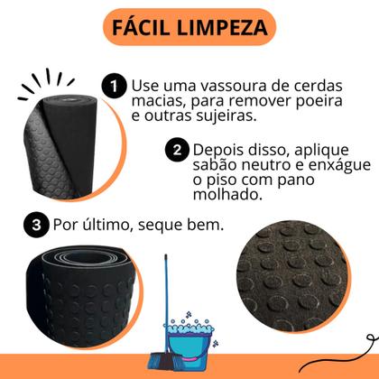 Imagem de 1m Piso Antiderrapante Moeda 3mm x 1mt Larg Preto Resistente