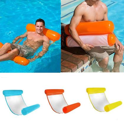 Imagem de 1pc Inflável Lilo Air Lounger Mat Bed Pool Beach Float Summer Holiday Floating Beds Swimming Rings Adult Water Sports Anéis de natação (azul)