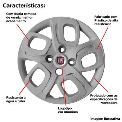 Imagem de 1x Calota UNO PALIO MOBI WAY Aro 14 Grafite Logo Metal 223cb