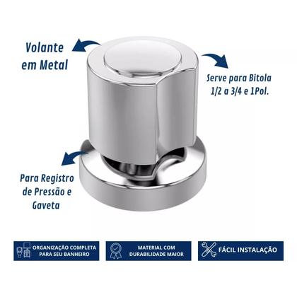 Imagem de 2 Acabamento Registro C40 Metal Cromado Base Padrão Deca 16 Estrias Compatível Pressão Gaveta Geral