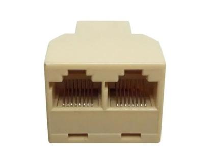 Imagem de 2 Adaptador Duplicador Para Cabo De Rede Rj45 Fêmeas Bege