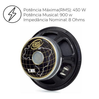Imagem de 2 Alto Falante 12 Polegadas Eros Potência 400w RMS Bobina Com Fio Aprimorado CCAW Com Impedância Nominal 8 Ohms
