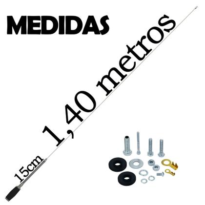 Imagem de 2 Antena Móvel Inox Mini Maria Mole Px 1,40m Alongador 15cm Suporte Dianteiro Ford Cargo Parafusos Fixação