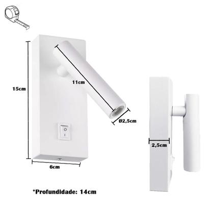 Imagem de 2 Arandela De Cabeceira Led Interruptor Foco Móvel Bet52