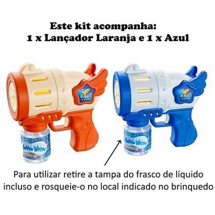 Imagem de 2 Arminhas de Bolhas Automática Luz + 1L Liquido Especial