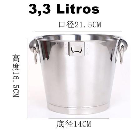 Imagem de 2 Balde de Gelo Inox 3,3L C/ Abridor Champagne Cerveja Vinho