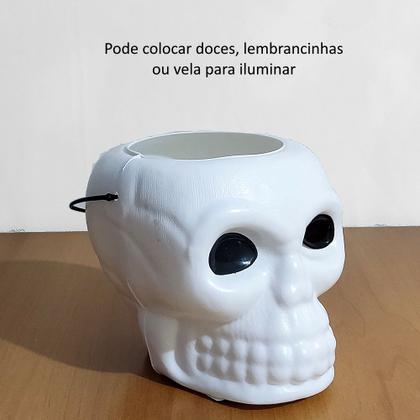 Imagem de 2 Baldes Caveira Bruxa Branco Festa Halloween Decoração Doce