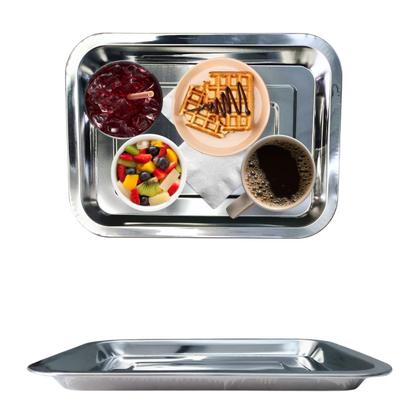 Imagem de 2 Bandejas em Aço Inox Retangular Para Servir Garçom 31cm