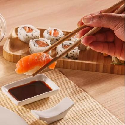 Imagem de 2 Bandejas Petisqueira de Bambu Retangular 28cm Decoração