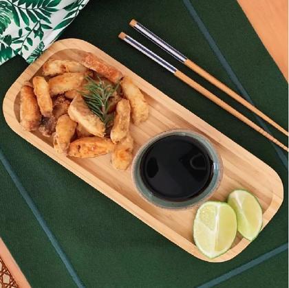 Imagem de 2 Bandejas Petisqueira de Bambu Retangular 28cm Decoração
