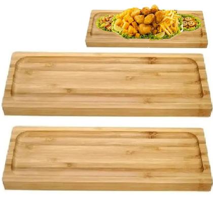 Imagem de 2 Bandejas Petisqueira de Bambu Retangular 28cm Decoração