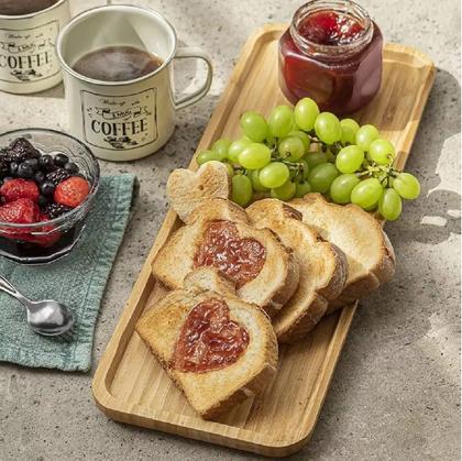 Imagem de 2 Bandejas Petisqueira de Bambu Retangular 28cm Decoração