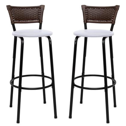 Imagem de 2 banquetas Conjunto Para Bancada Alta Cozinha Encosto Balcão Americano Itagold