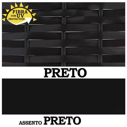 Imagem de 2 Banquetas Forts Baixa Fibra Sintética, Ferro, Assento Estofado Preto