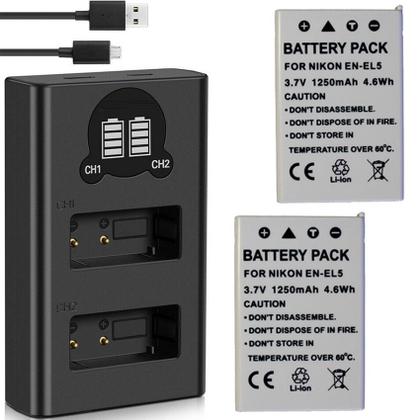 Imagem de 2 BATERIAS + DUPLO CARR EN-EL5 P NIKON Coolpix 3700, 4200, 5200, 5900, 7900, P3, P4, P80, P90, P100, P500, P510, P520