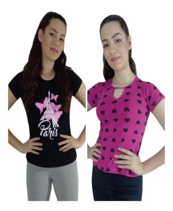 Imagem de 2 Blusas Baby Look Juvenil Menina Teen Pronta Entrega Verão