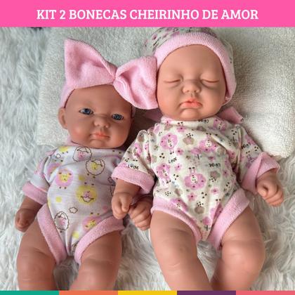 Imagem de 2 Bonecas Reborn 23cm Cheirinho De Amor Milk Brinquedos