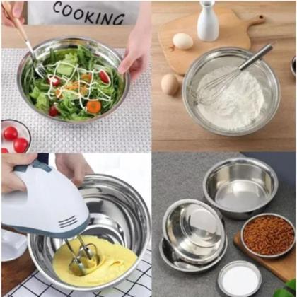 Imagem de 2 Bowl Inox Tigela Mixing Saladeira 24cm Bacia Arroz Vasilha