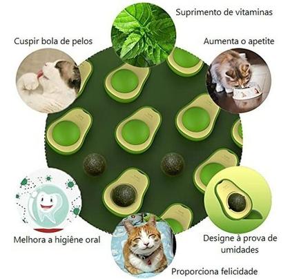 Imagem de 2 Brinquedos Para Gato Com Catnip Erva Gato Bola Lamber Bola Abacate Catnip Erva do Gato