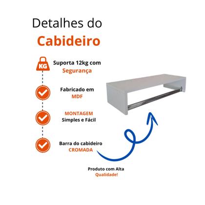 Imagem de 2 Cabideiro Armário Aéreo Quarto Lojas De Roupas Parede Closet