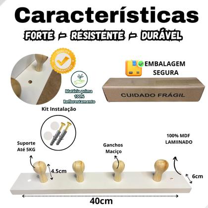 Imagem de 2 Cabideiro De Parede Provador Lojas Vestuarios Quarto Hall