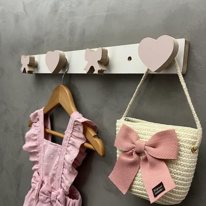 Imagem de 2 Cabideiros parede decoração Laço e Coração cabide 2CLaCa