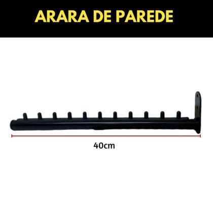 Imagem de 2 Cabideiros Rt Araras 40cm Fixas De Parede Para 10 Cabides