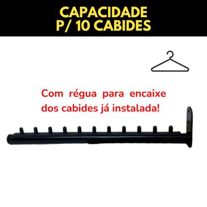 Imagem de 2 Cabideiros Rt Araras 40cm Fixas De Parede Para 10 Cabides