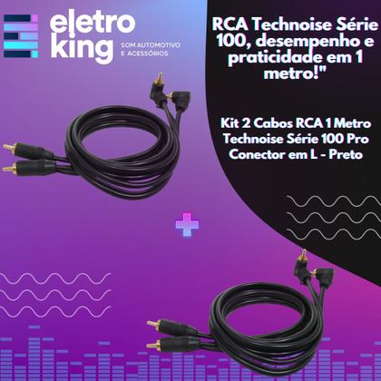Imagem de 2 Cabos Rca 1 Metro Technoise Série 100 Pro Conector L Preto Mercado