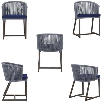 Imagem de 2 Cadeiras de Jantar Área Noronha em Alumínio com Pintura Marrom Corda Náutica E10 Trama Original