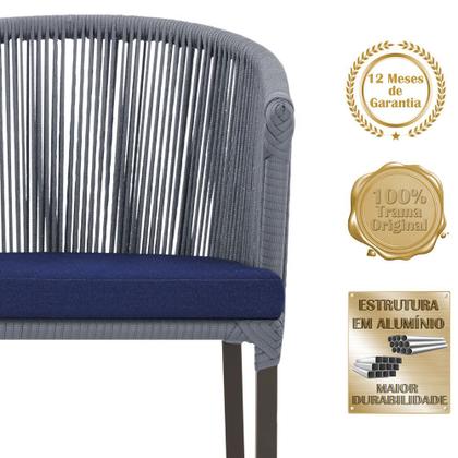 Imagem de 2 Cadeiras de Jantar Área Noronha em Alumínio com Pintura Marrom Corda Náutica E10 Trama Original