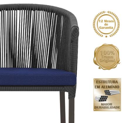 Imagem de 2 Cadeiras de Jantar Área Noronha em Alumínio com Pintura Marrom Corda Náutica E10 Trama Original