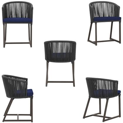 Imagem de 2 Cadeiras de Jantar Área Noronha em Alumínio com Pintura Marrom Corda Náutica E10 Trama Original