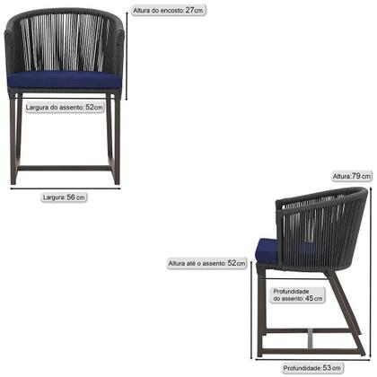 Imagem de 2 Cadeiras de Jantar Área Noronha em Alumínio com Pintura Marrom Corda Náutica E10 Trama Original