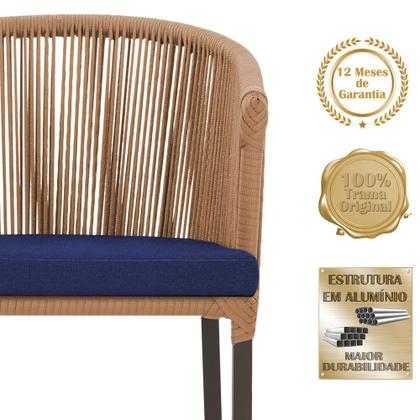 Imagem de 2 Cadeiras de Jantar Área Noronha em Alumínio com Pintura Marrom Corda Náutica E10 Trama Original